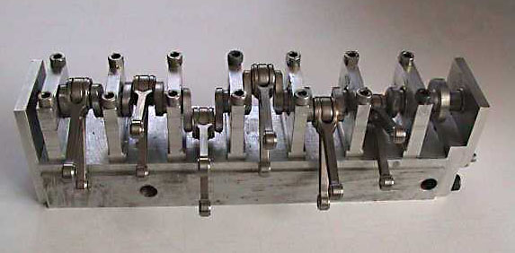 Deltic Crankshaft Assembly A Deltic crankshaft in the assembly fixture.
