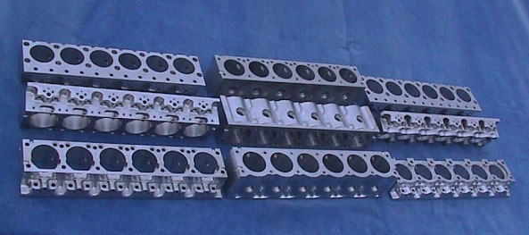 Deltic Cylinder Block Components Three sets of cylinder block components for the Deltic engine.