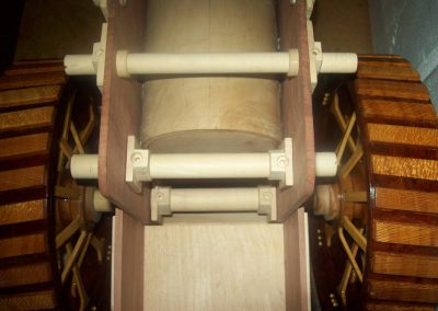 The crankshaft and gear shafts.