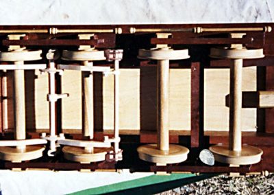 The underside of the wooden tender.