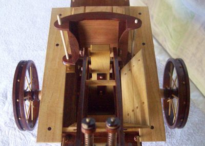 An overhead view of the small hay baler.