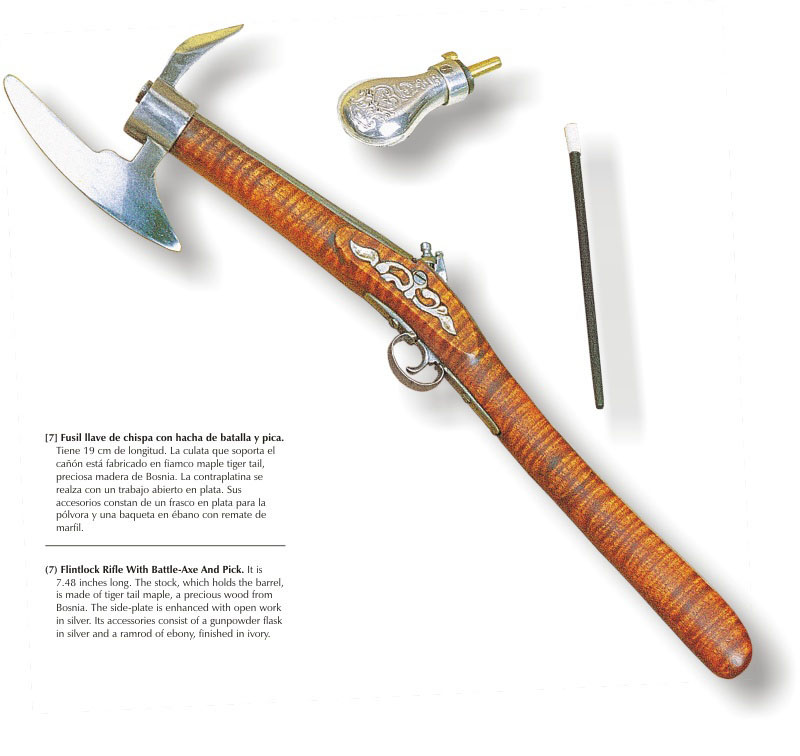 Miniature Flintlock Rifle A miniature flintlock rifle with battle-axe and pick.
