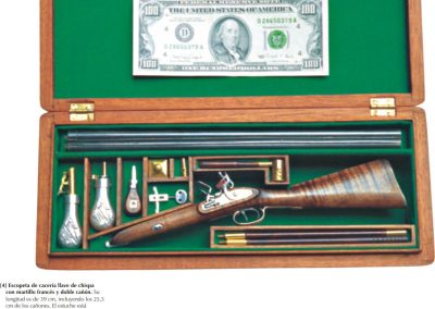 A double-barreled flintlock hunting shotgun.
