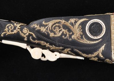 A close-up of a Boutet designed rifle that Antonio built in honor of a friend.