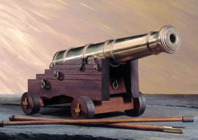 A naval cannon with rams for loading the charge.