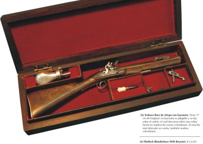 This flintlock blunderbuss with bayonet is 6.69” long.