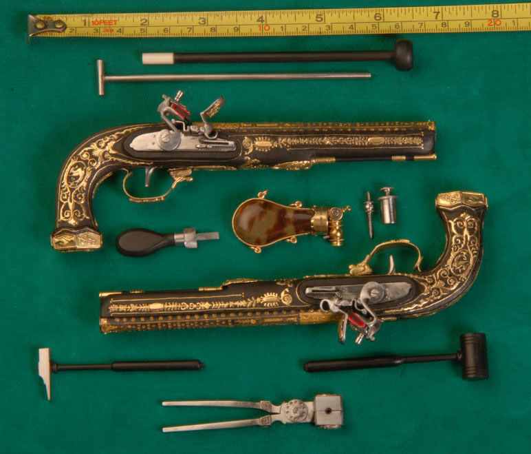 1/3 Scale Boutet Dueling Pistols An ornate set of 1/3 scale Boutet dueling pistols.