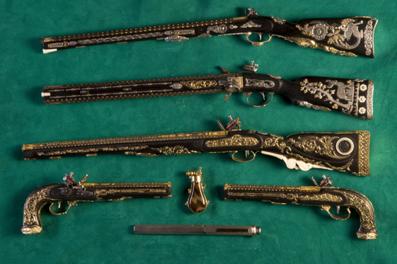 Boutet Carbines and Dueling Pistols A collection of Antonio's miniature Boutet carbines and dueling pistols.