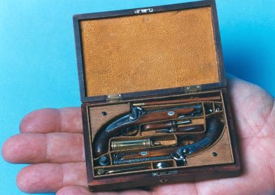 Two percussion lock pistols copied from an original set.
