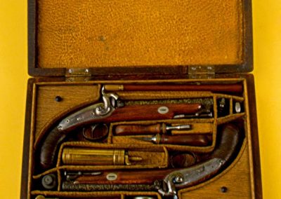 Two percussion lock pistols copied from an original set.
