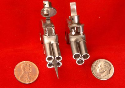 A front view of the Rigby pistols.