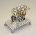 Twin-Column 2-Cylinder Self-Starting Steam Engine