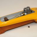 A Shovelnose hydro tether boat with 2-cylinder engine.