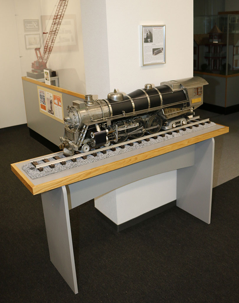 The 3/4"-scale live steam 4-6-4 locomotive on display.