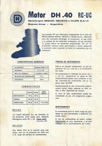 The original fact sheet for the DH .40 engine.