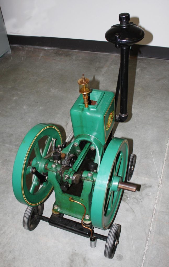 A restored full-size Root & Vandervoort 2 HP hit n' miss engine. 