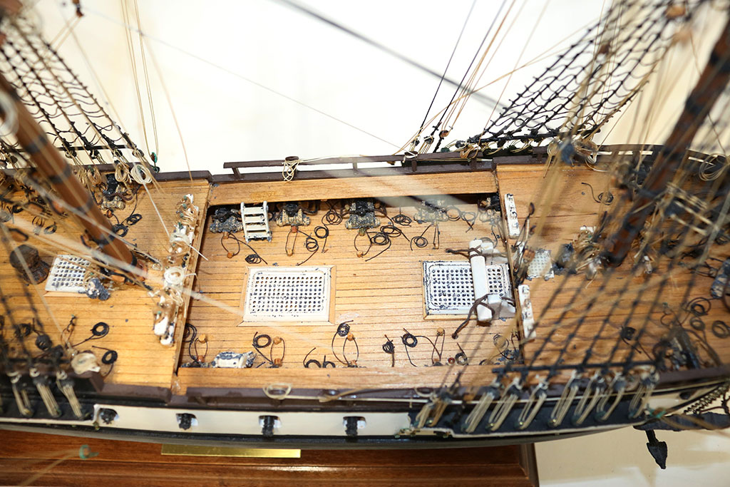 A scale model of the 1799 American Frigate, USS Essex.