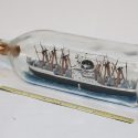 A model commercial ship in a bottle. 