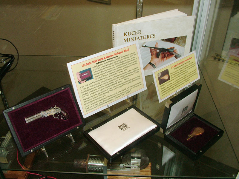 David’s 1/3 scale 1854 Smith & Wesson Volcanic lever action pistol on display in the Craftsmanship Museum. 