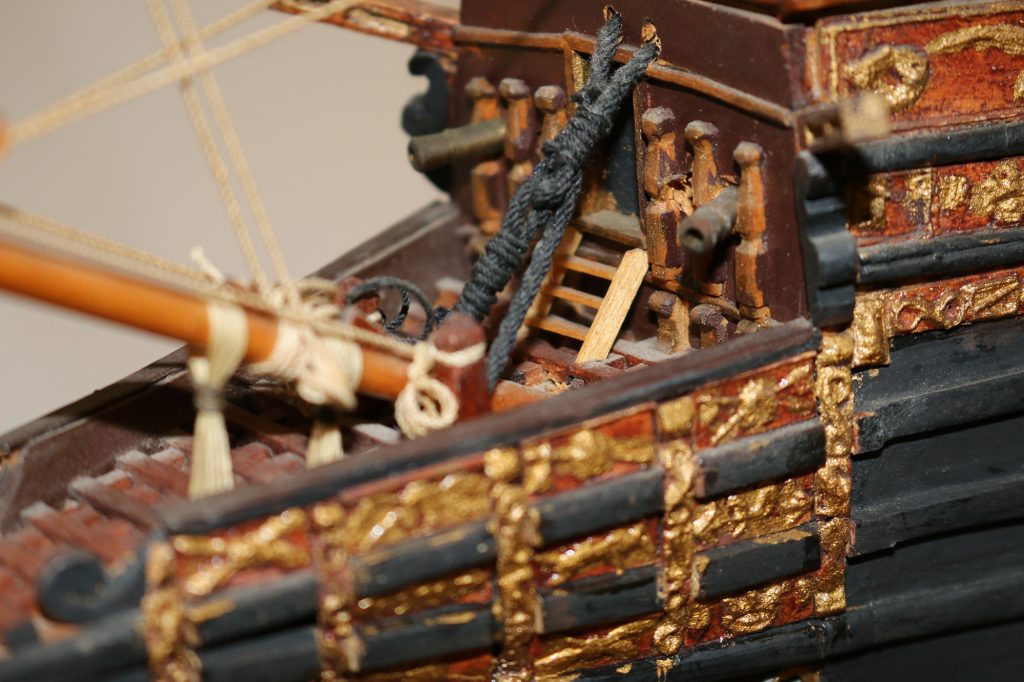 A scale model of the sailing ship, Sovereign of the Seas. 