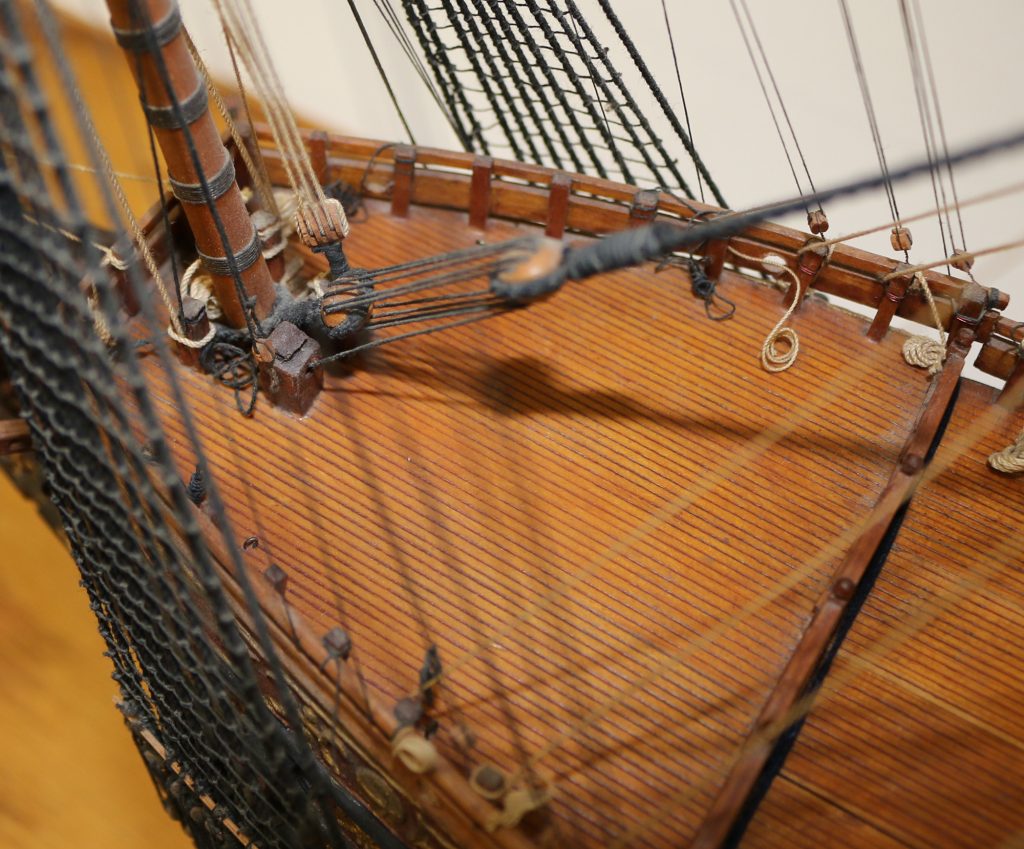 A scale model of the sailing ship, Sovereign of the Seas. 