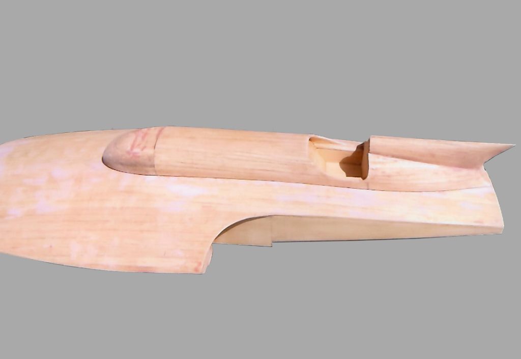 Digital rendering of the Miss Bardahl U-40 hydroplane racing boat.