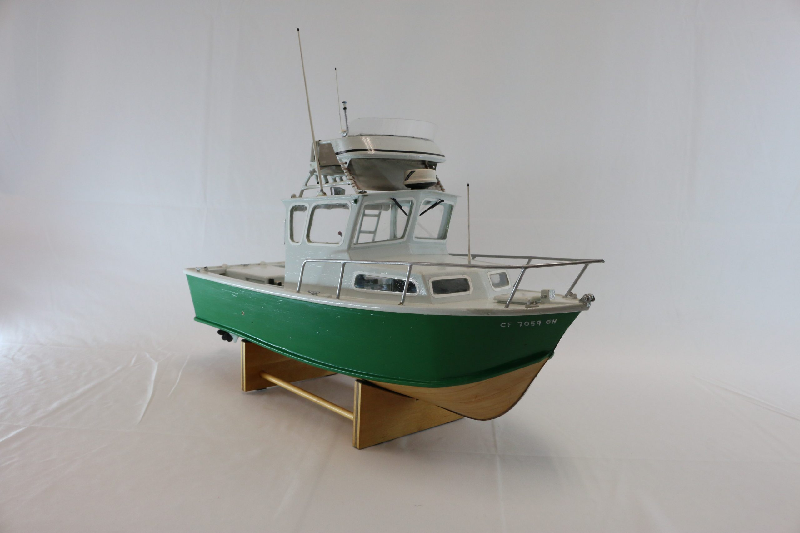 The scratch-built 1/12 scale model Twin B fishing boat.