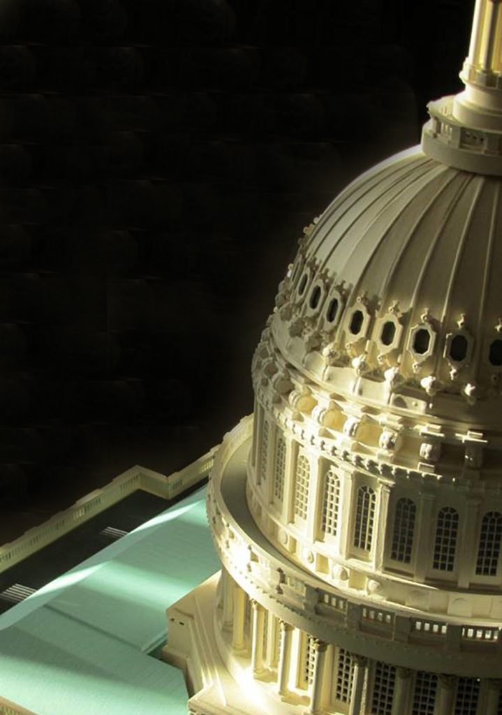 An incredibly detailed architectural model of the U.S. Capitol Building. 