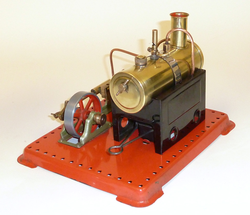 A Mamod SE1A static horizontal steam engine and boiler.