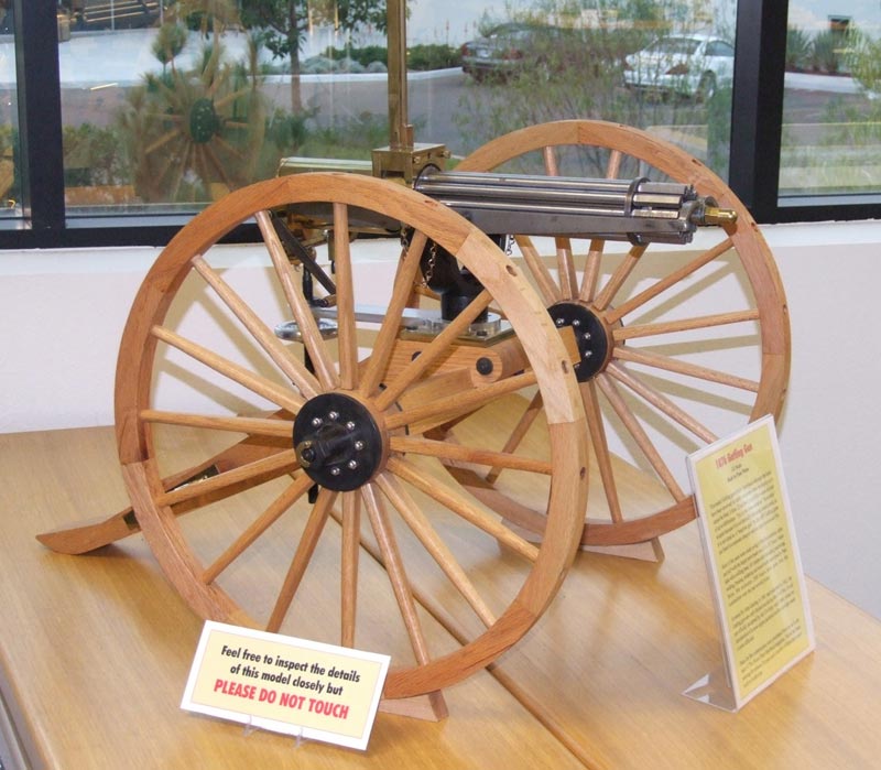 A working 1/2 scale replica of a 10-barrel Gatling gun.