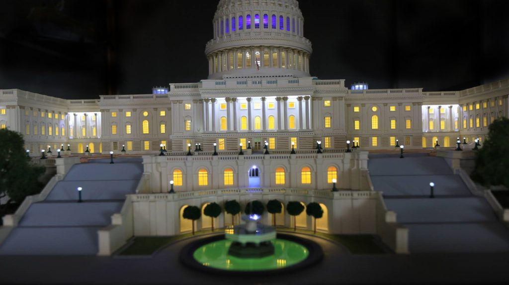 An incredibly detailed architectural model of the U.S. Capitol Building. 
