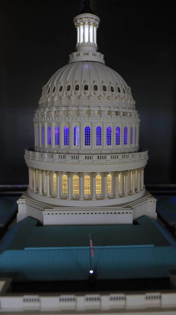 An incredibly detailed architectural model of the U.S. Capitol Building. 