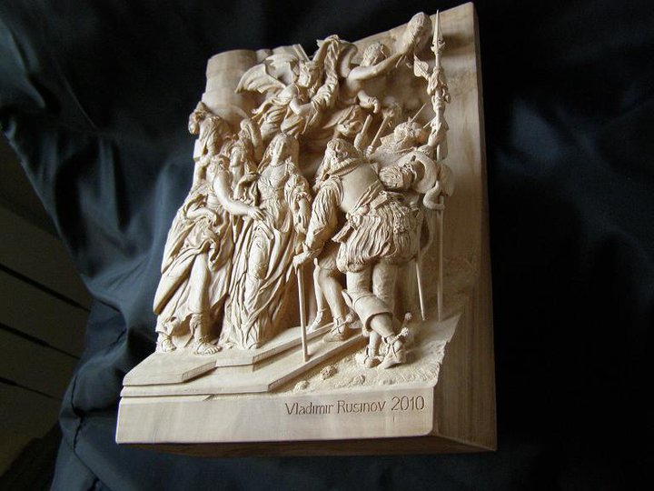 Carved Wooden Relief This angle reveals more of the depth of Vladimir's carving for some of his pieces.