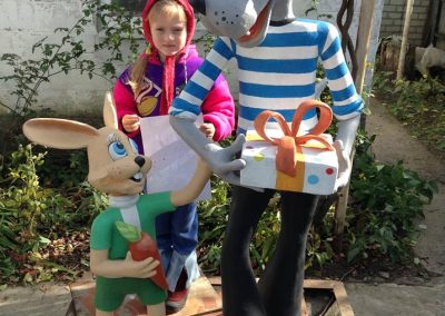 A carved wooden sculpture made by Vladimir for a children's rehabilitation center.