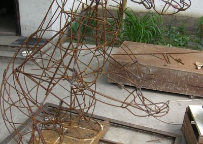 Building a carved wooden sculpture made by Vladimir for a children's rehabilitation center.