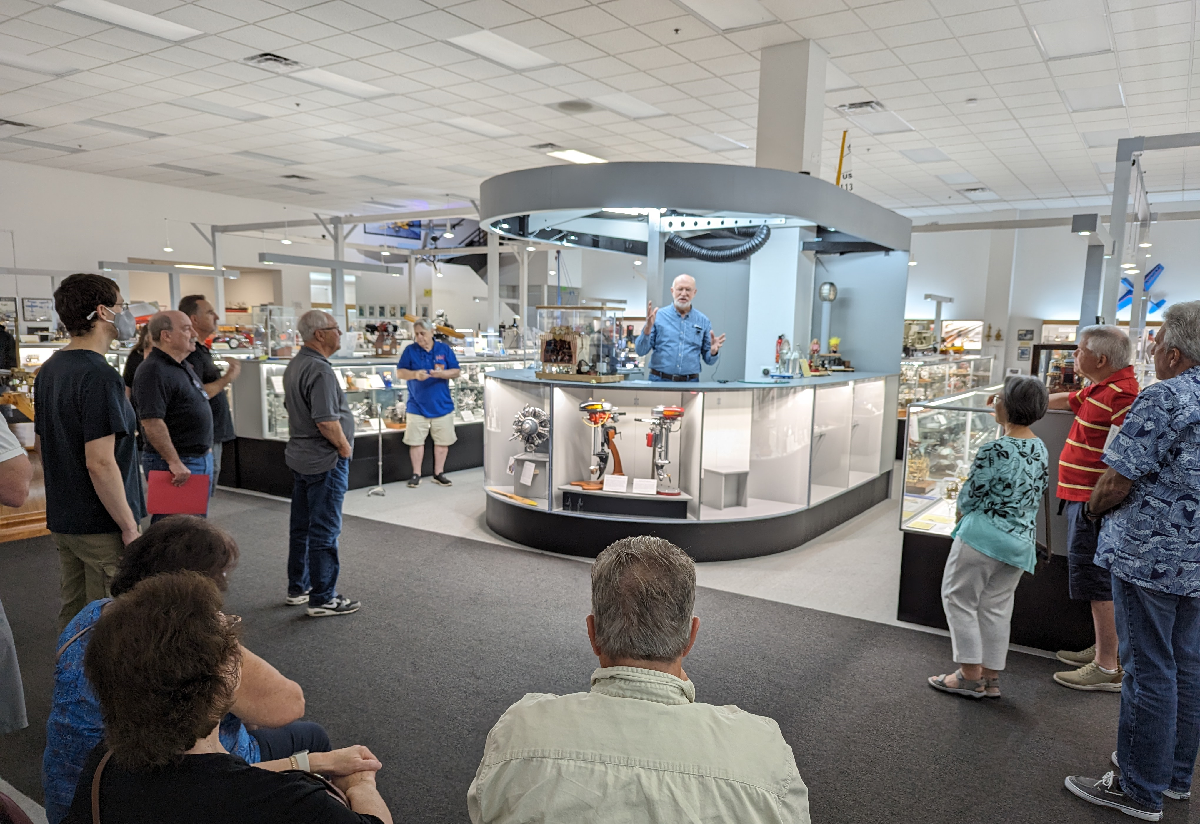 On August 12, 2023, Donald Riley gave a presentation about his music boxes to members of the San Diego Fine Woodworkers Association and other museum visitors.