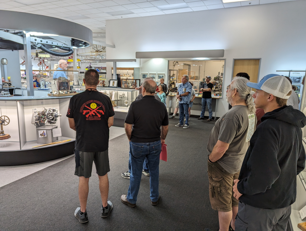 On August 12, 2023, Donald Riley gave a presentation about his music boxes to members of the San Diego Fine Woodworkers Association and other museum visitors.