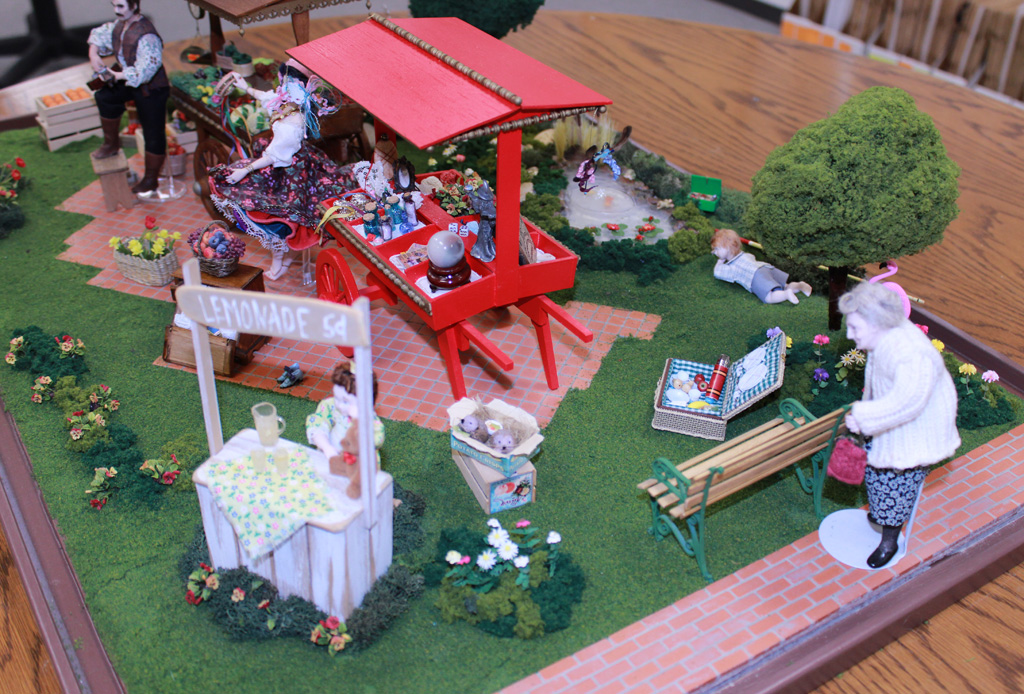 This miniature scene titled, “Gypsy Camp” is packed with tiny details.