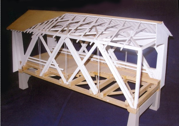 Cutaway Model of a Covered Wooden Bridge