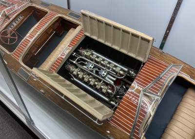 an overhead view of the engine compartment and front cockpits.