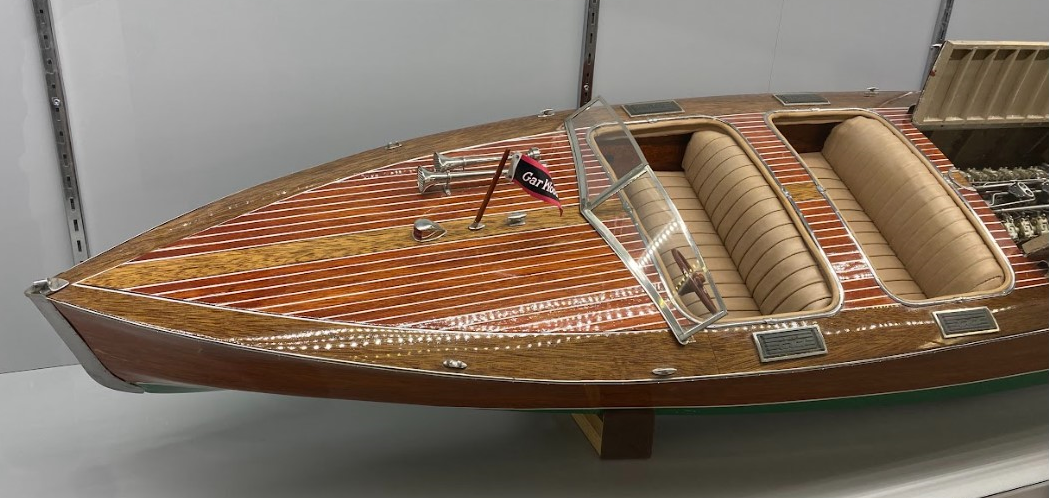 1/6 Scale Gar Wood Runabout The sleek runabout hull was built from a single plank of mahogany and a single plank of white oak.