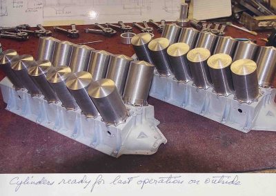 The cylinders are ready for the last operation on the outside.