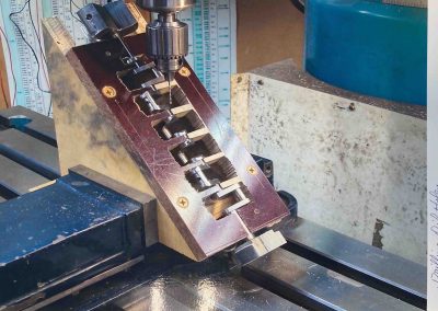 Drilling oil holes for the V-12 Liberty.