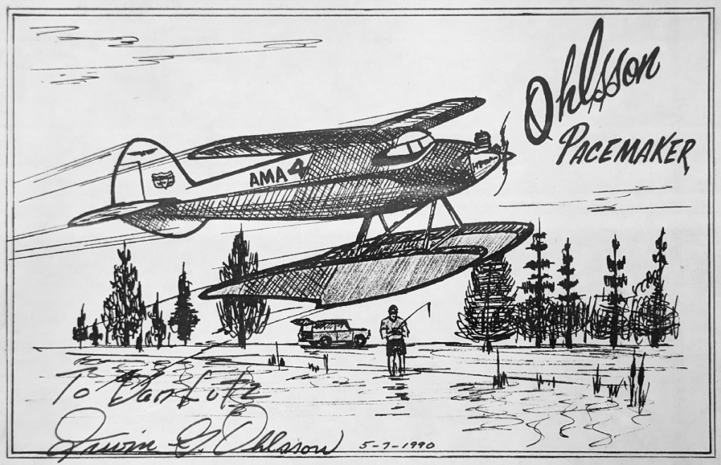 This sketch of the Ohlsson Pacemaker floatpane was gifted to Dan.