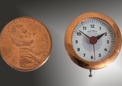 Copper Kitchen Clock. Materials: Plastic case (PLA), copper bezel, glass. .75x.75x.25
