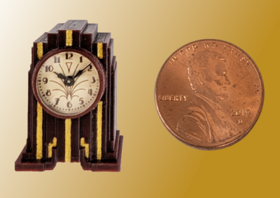 Art Deco Telechron Bakelite Alarm Clock. Materials: Plastic case and movement holder (PLA), brass dial plate, glass. .65x.85x.3